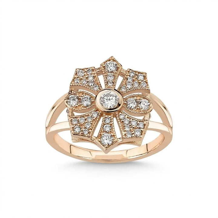 Vintage Floral Diamond solid diamond ring by Majestic Jewellery