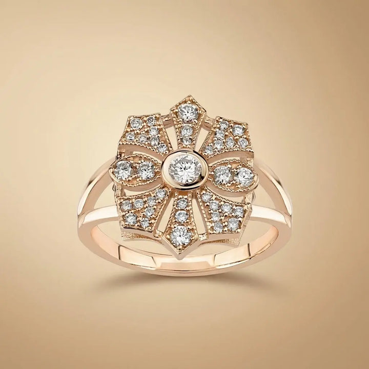 Vintage Floral Diamond solid diamond ring by Majestic Jewellery