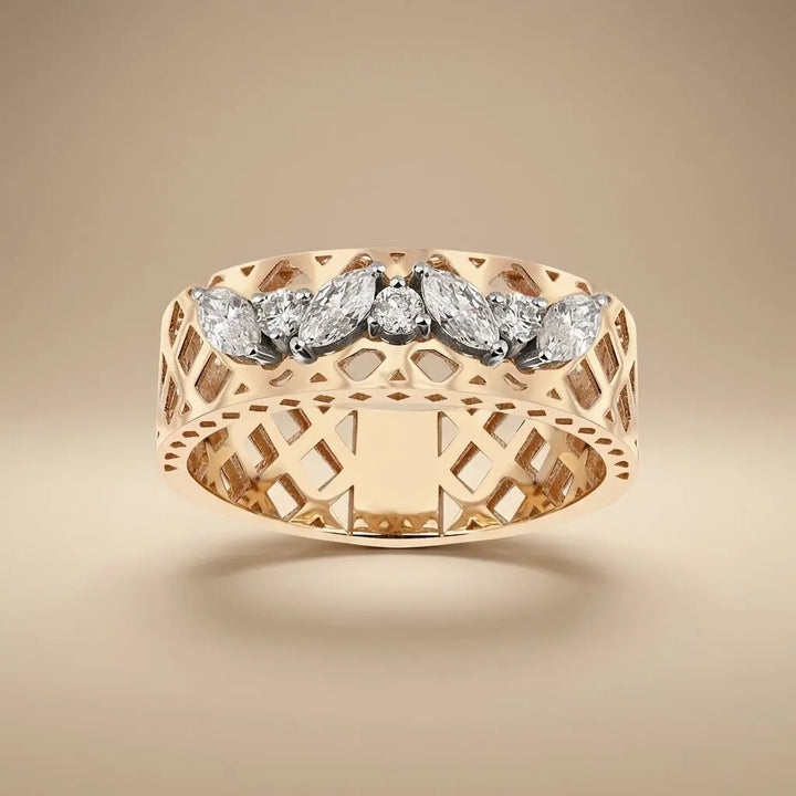 Marquise Diamond solid gold wedding band by Majestic Jewellery