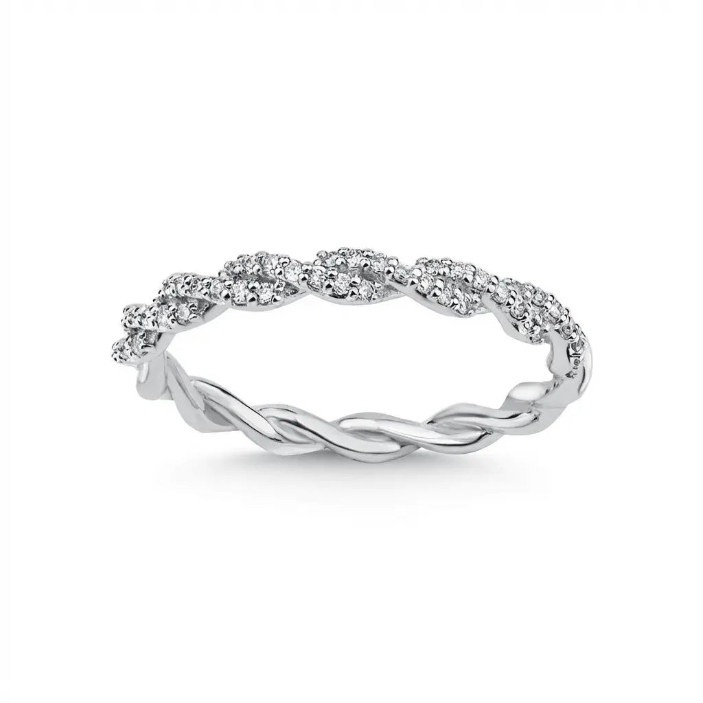 Twisted Pavé Diamond solid gold wedding band by Majestic Jewellery