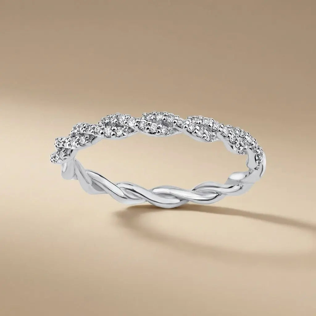 Twisted Pavé Diamond solid gold wedding band by Majestic Jewellery
