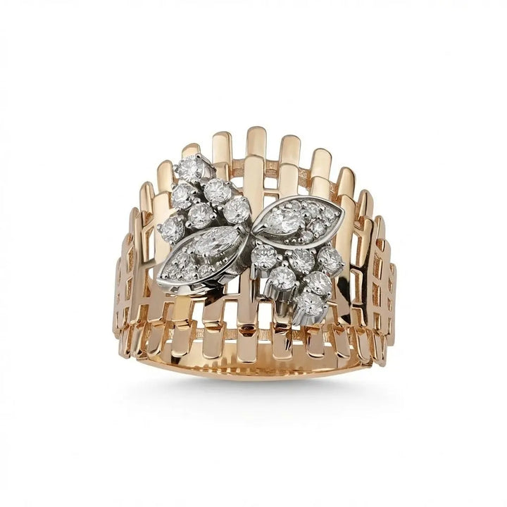 Floral Diamond Statement solid diamond ring by Majestic Jewellery
