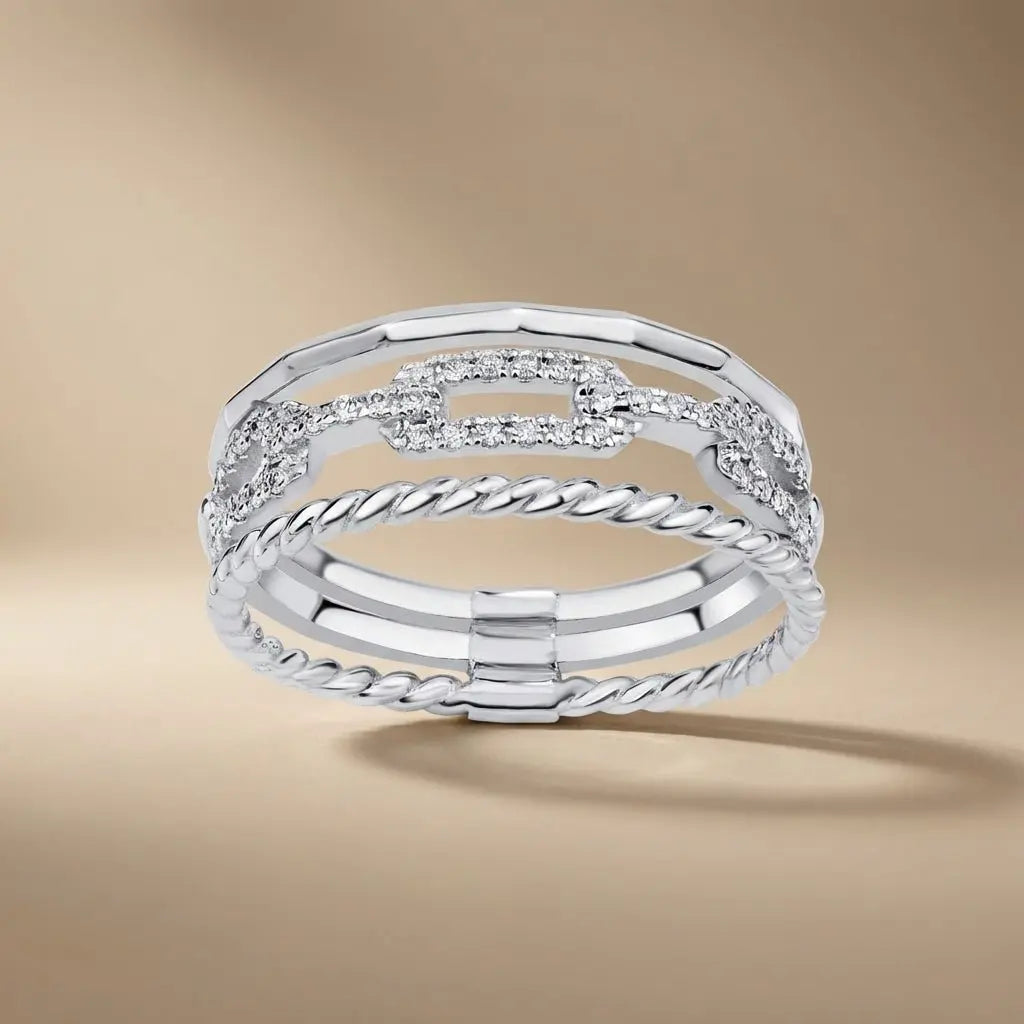 Triple Pavé Diamond solid gold wedding band by Majestic Jewellery
