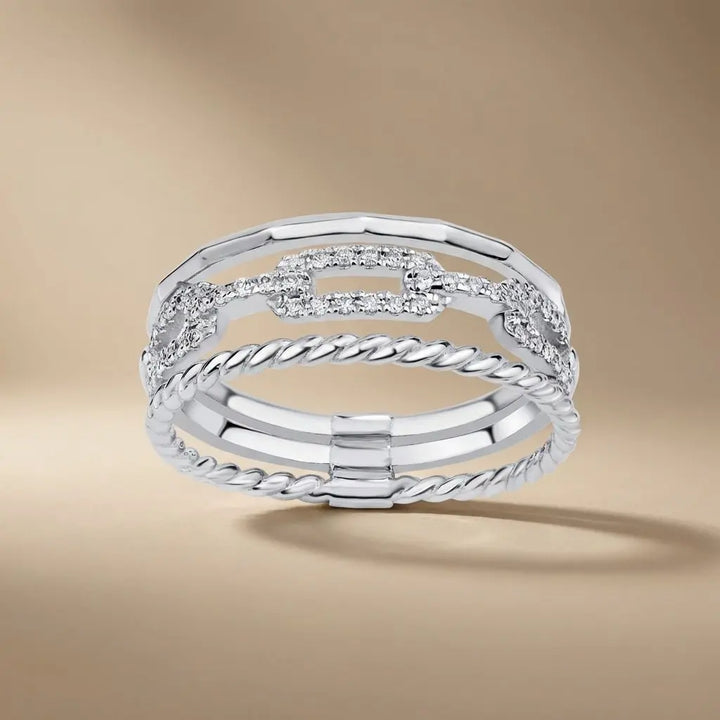 Triple Pavé Diamond solid gold wedding band by Majestic Jewellery