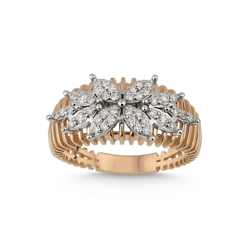Floral Cluster Diamond Statement Ring — 14K Gold - Majestic Jewellery