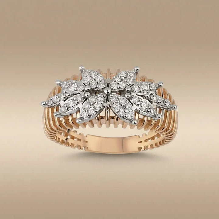 Floral Cluster Diamond Statement solid diamond ring by Majestic Jewellery