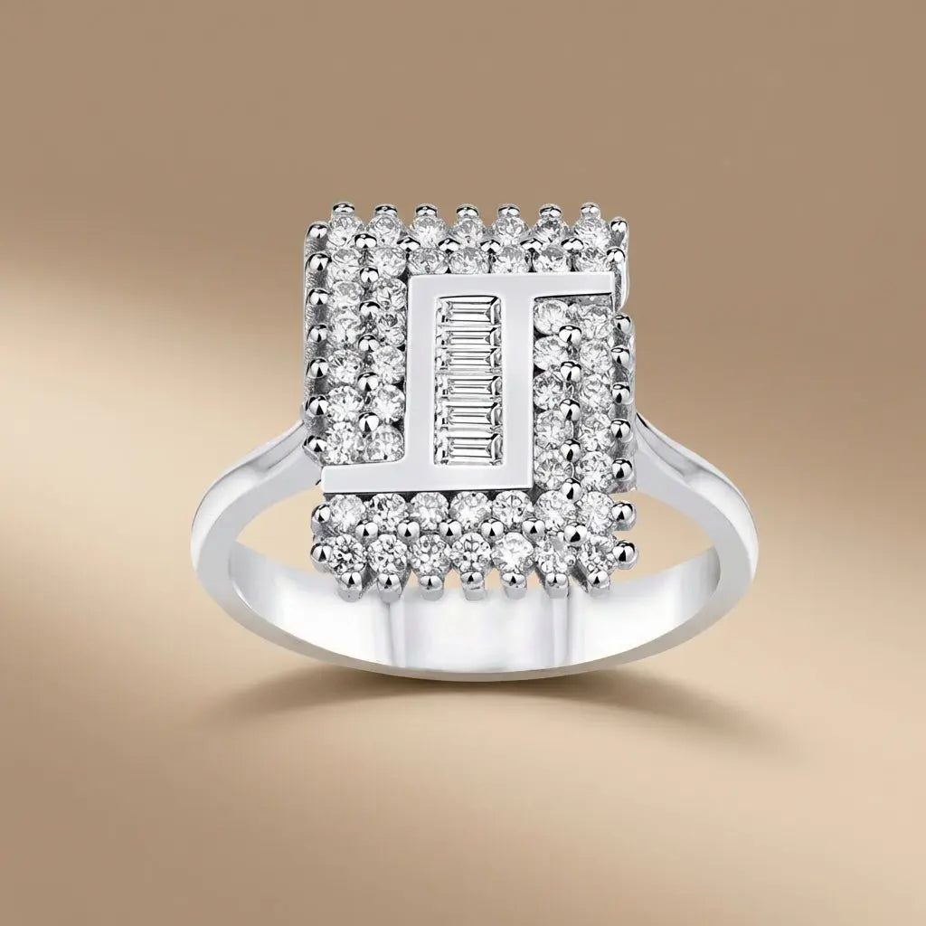 Geometric Baguette Diamond Frame Ring — 14K White Gold - Majestic Jewellery