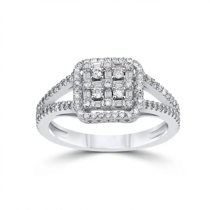 Diamond Cluster Halo solid diamond ring by Majestic Jewellery