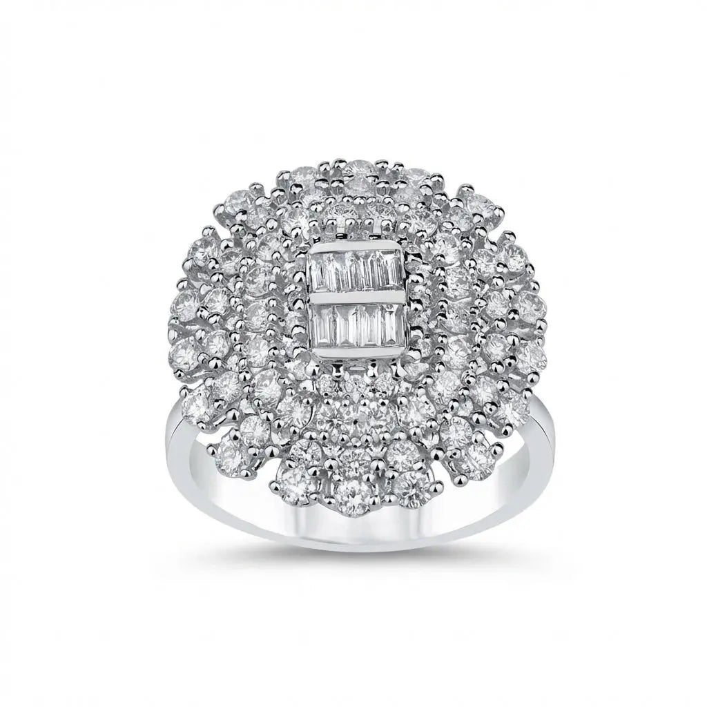 Vintage Floral Diamond Cluster Ring — 14K White Gold - Majestic Jewellery