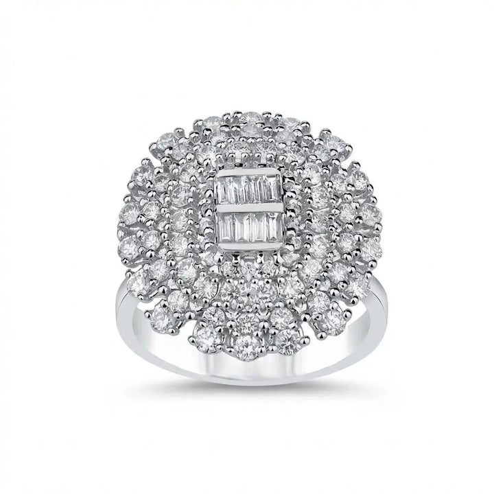 Vintage Floral Diamond Cluster solid diamond ring by Majestic Jewellery