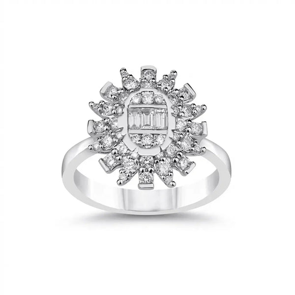 Sunburst Diamond Cluster solid diamond ring by Majestic Jewellery