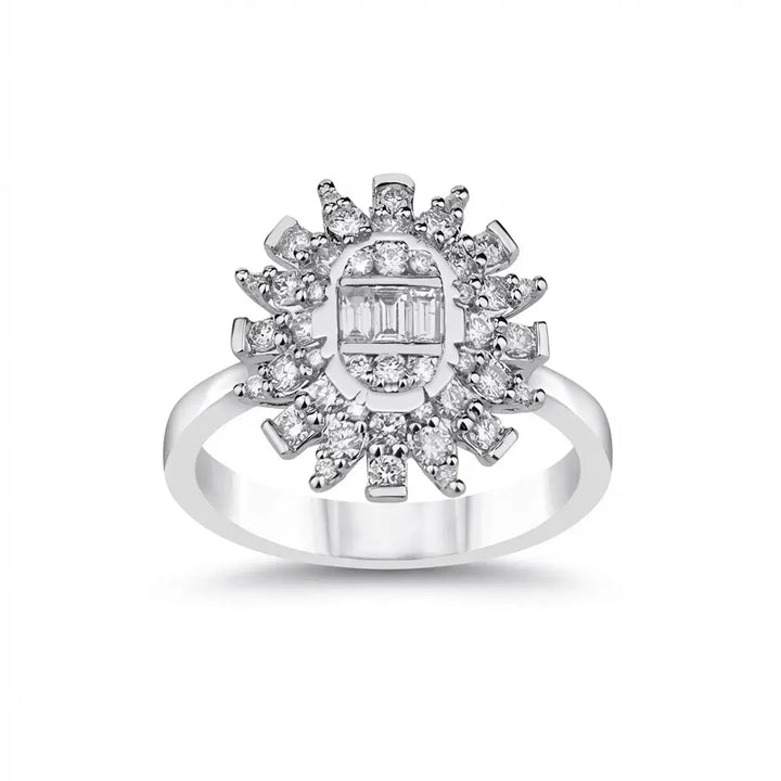 Sunburst Diamond Cluster solid diamond ring by Majestic Jewellery