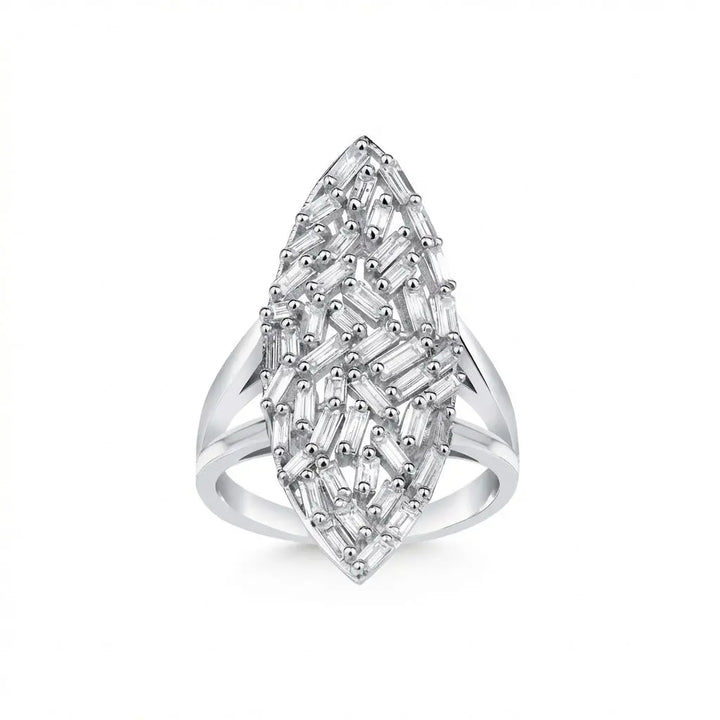 Marquise Baguette Diamond Statement in 0.96 ct Natural Diamonds solid diamond ring by Majestic Jewellery