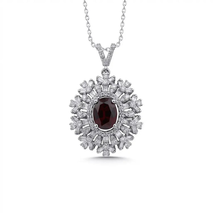 Ruby Sunburst Diamond in 2.68 ct Ruby & Natural Diamonds solid diamond pendant by Majestic Jewellery