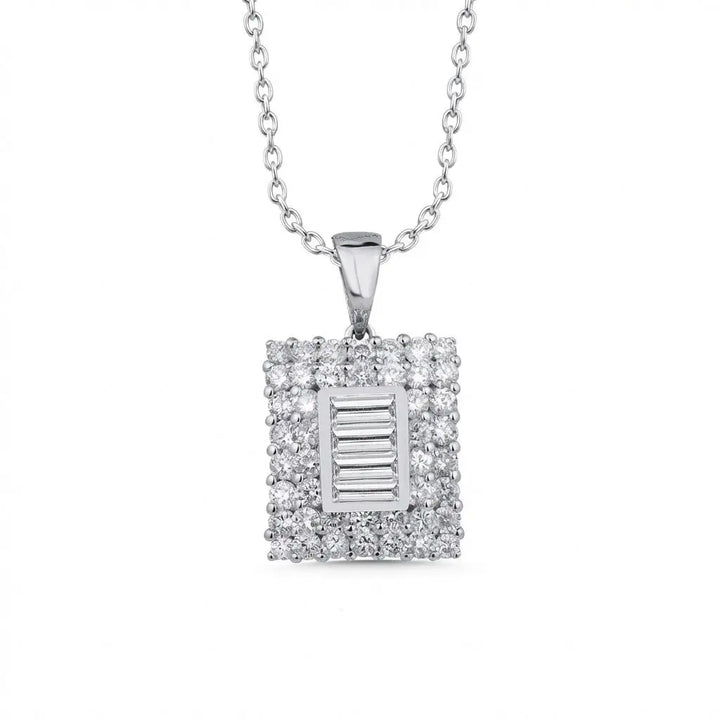 Square Baguette Diamond Cluster in 1.02 ct Natural Diamonds solid diamond pendant by Majestic Jewellery