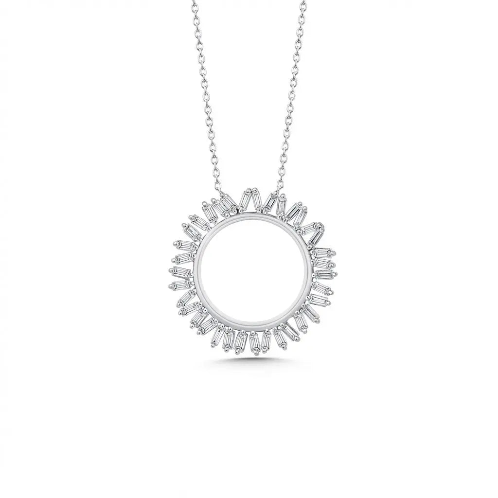Circular Baguette Diamond Sunburst in 0.45 ct Natural Diamonds solid diamond pendant by Majestic Jewellery