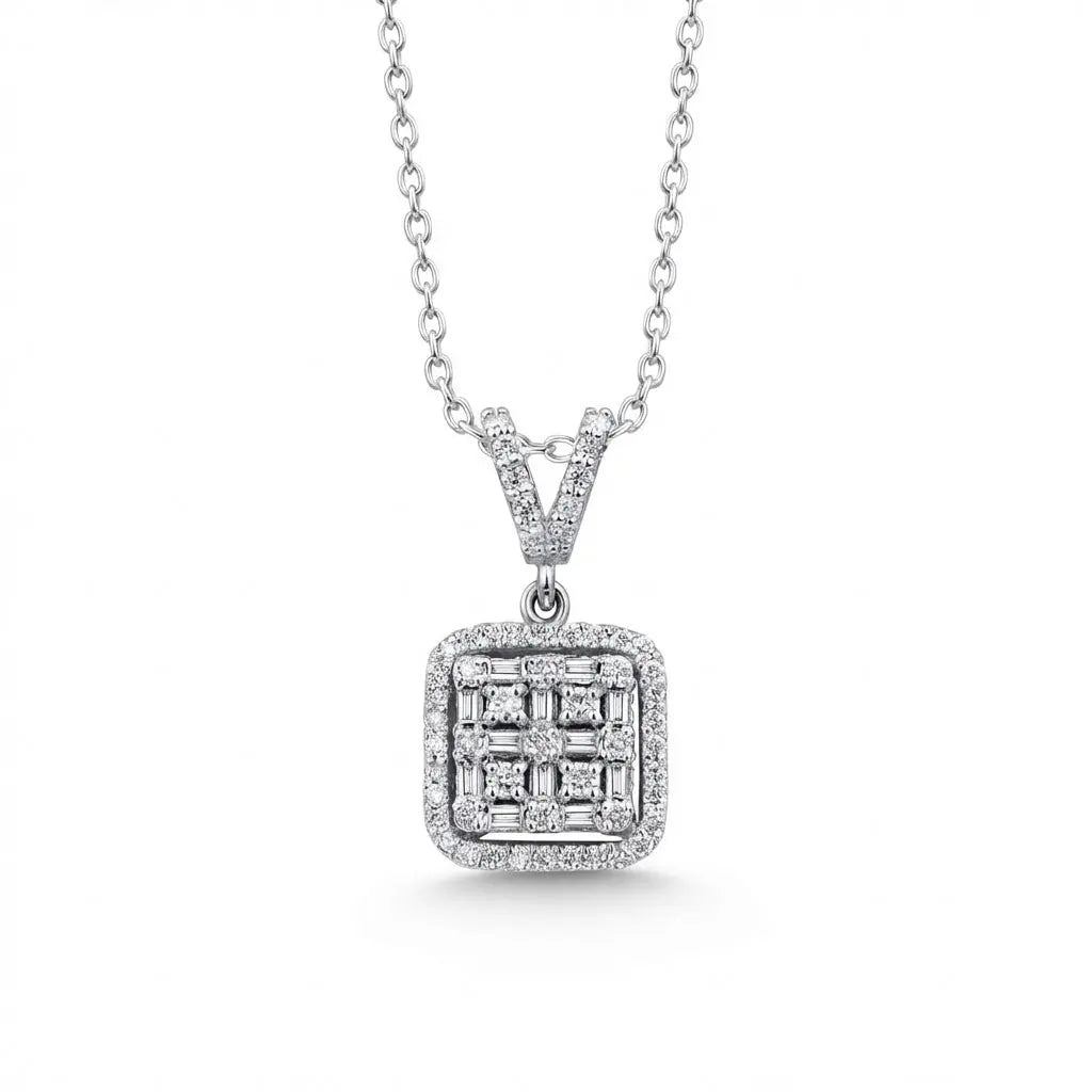 Square Cluster Diamond in 0.36 ct Natural Diamonds solid diamond pendant by Majestic Jewellery