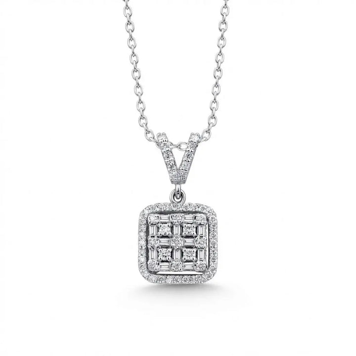 Square Cluster Diamond in 0.36 ct Natural Diamonds solid diamond pendant by Majestic Jewellery