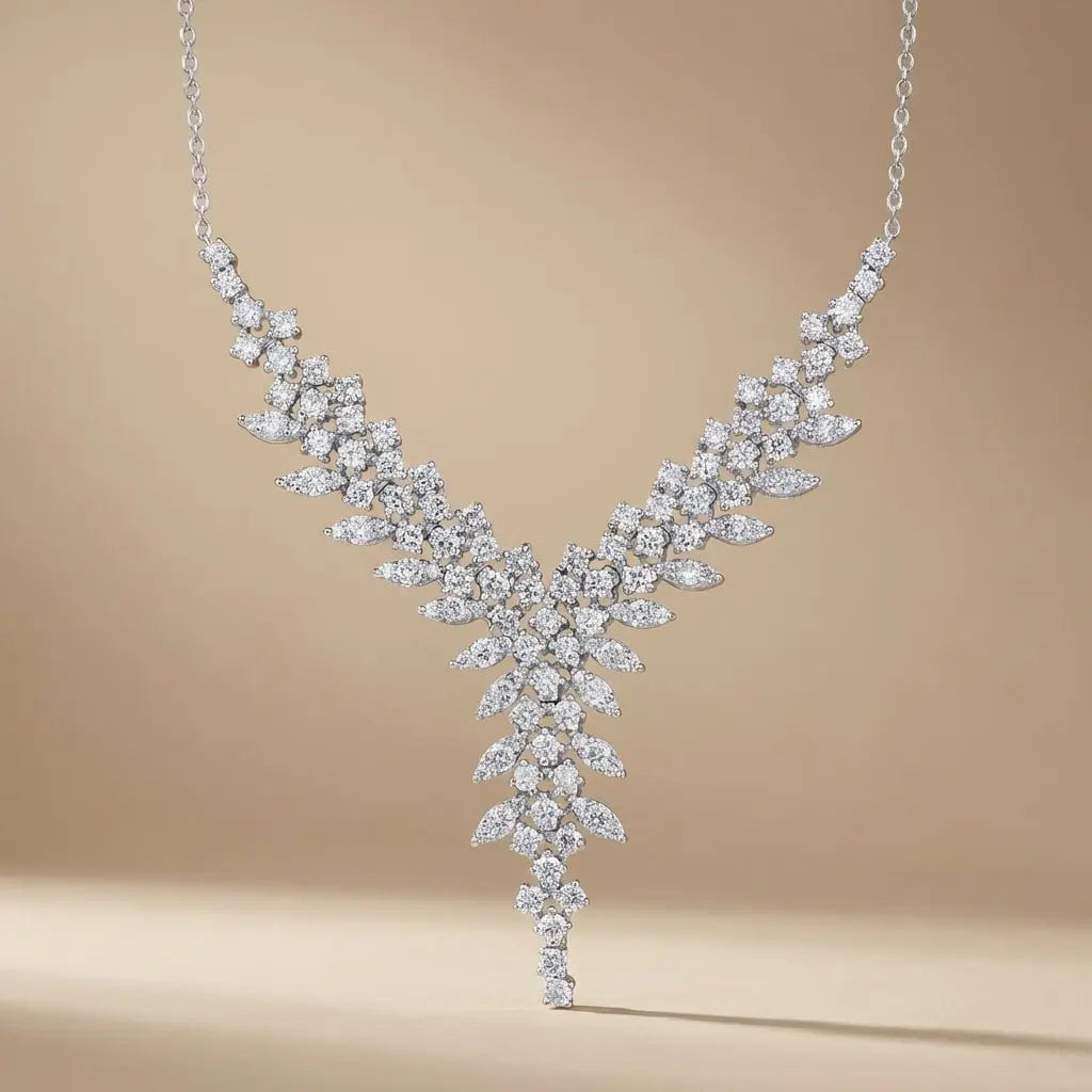 V Shape Diamond Statement in 3.02 ct Natural Diamonds solid diamond pendant by Majestic Jewellery