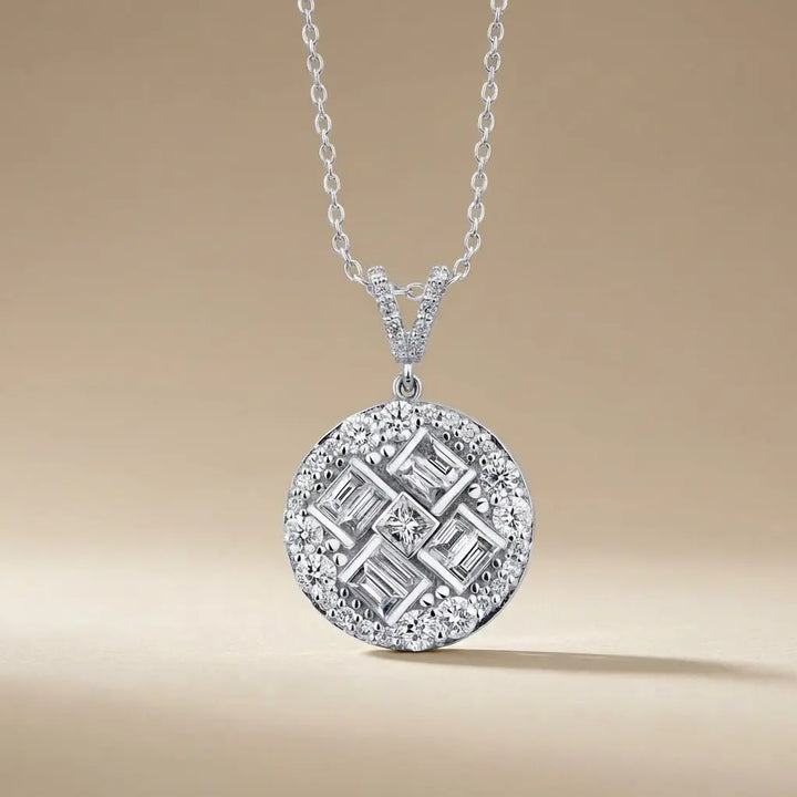 Round Baguette Cluster Diamond in 0.84 ct Natural Diamonds solid diamond pendant by Majestic Jewellery