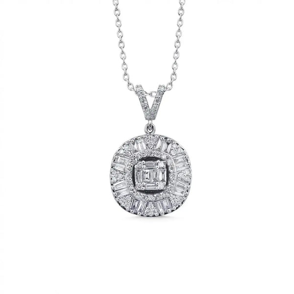 Baguette Halo Diamond Circle in 0.74 ct Natural Diamonds solid diamond pendant by Majestic Jewellery