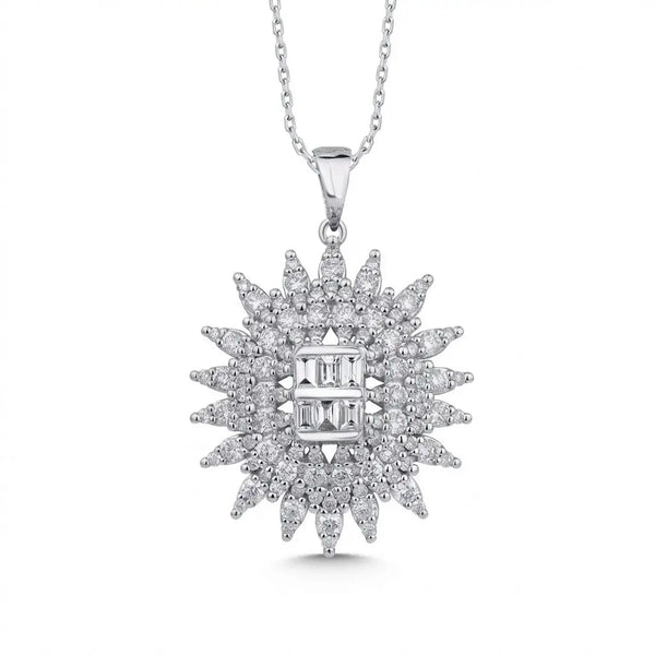 Radiant Starburst Diamond in 1.28 ct Natural Diamonds solid diamond pendant by Majestic Jewellery
