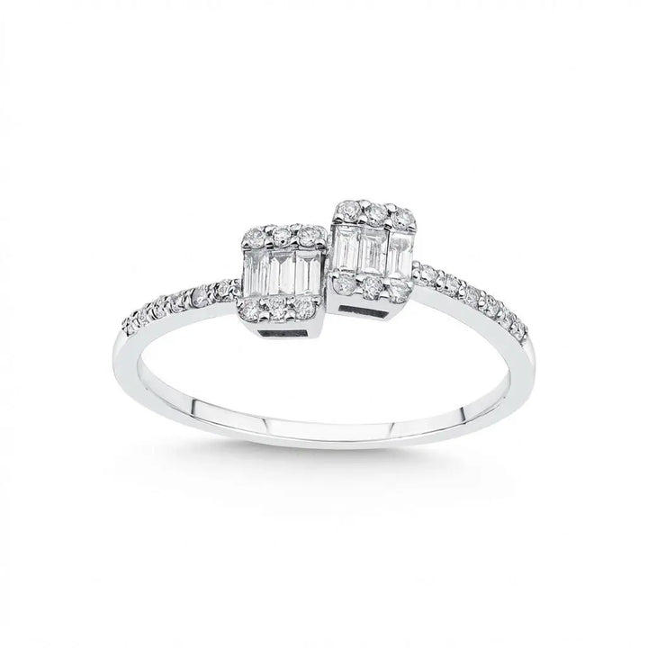 Double Baguette Diamond Open 0.25 ct solid diamond ring by Majestic Jewellery