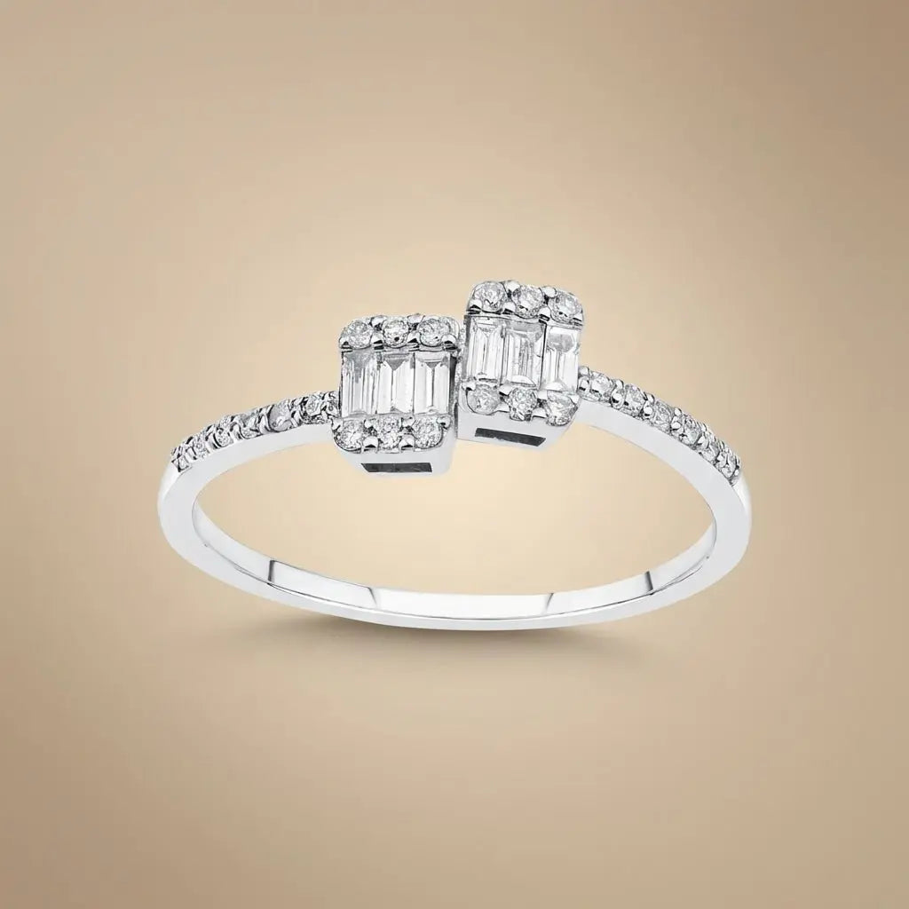 Double Baguette Diamond Open 0.25 ct solid diamond ring by Majestic Jewellery