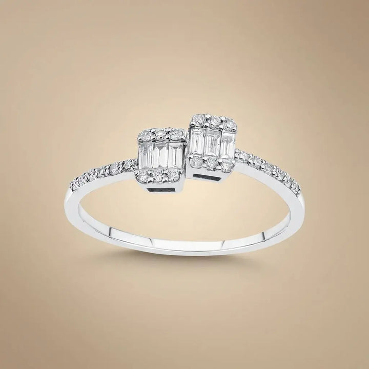 Double Baguette Diamond Open 0.25 ct solid diamond ring by Majestic Jewellery