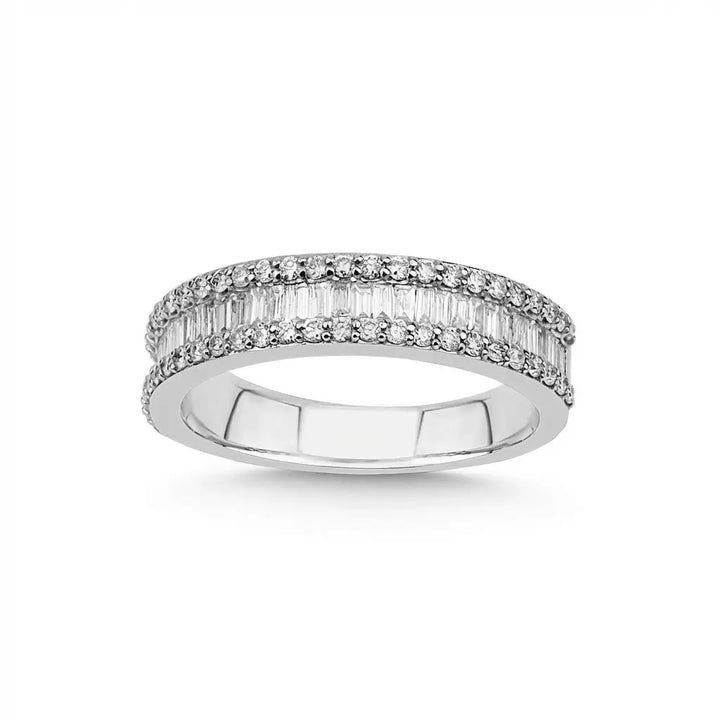 Baguette & Round Diamond Eternity 0.68 ct solid gold wedding band by Majestic Jewellery