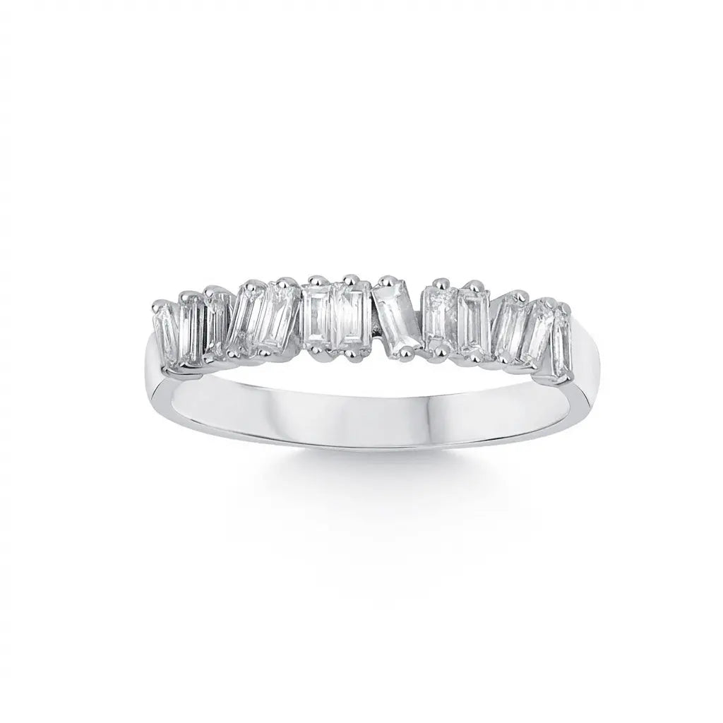 Baguette Diamond Band Ring – 14K White Gold - Majestic Jewellery