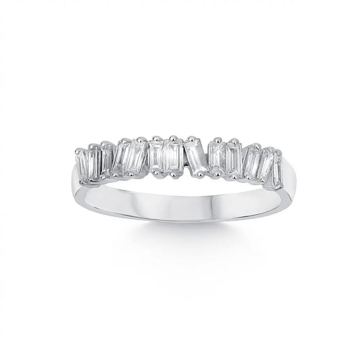 Baguette Diamond Band Ring – 14K White Gold - Majestic Jewellery