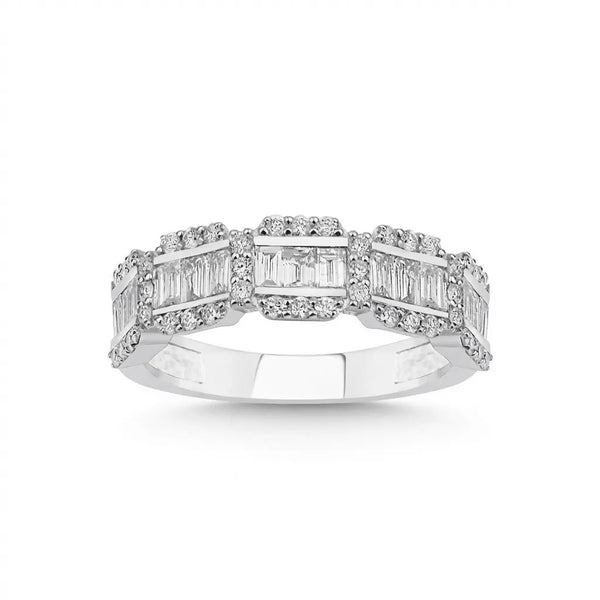 Baguette Diamond Multi Row solid gold wedding band by Majestic Jewellery