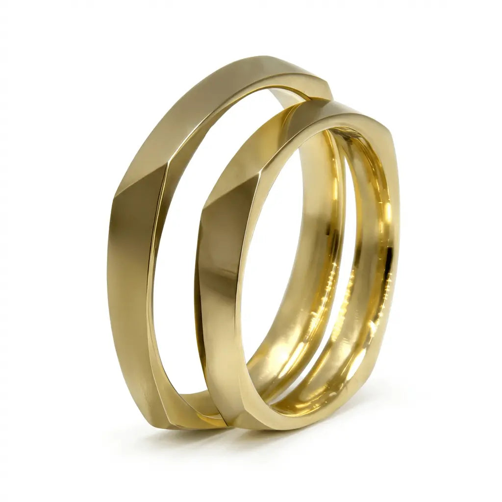 Faceted Vega 3mm gold wedding band by Majestic Jewellery