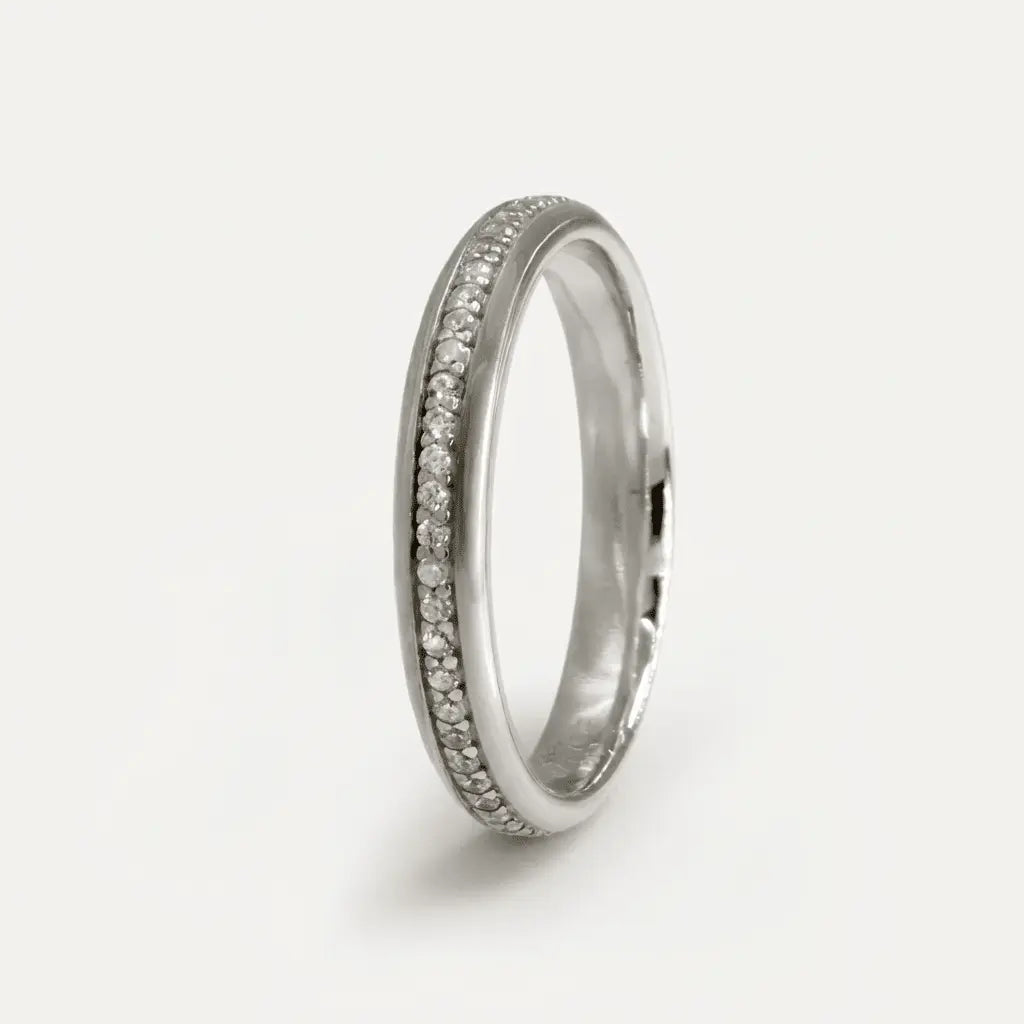 Majestic Diamond Line Collection 14K White Gold Wedding Band — Luna 3mm - Majestic Jewellery