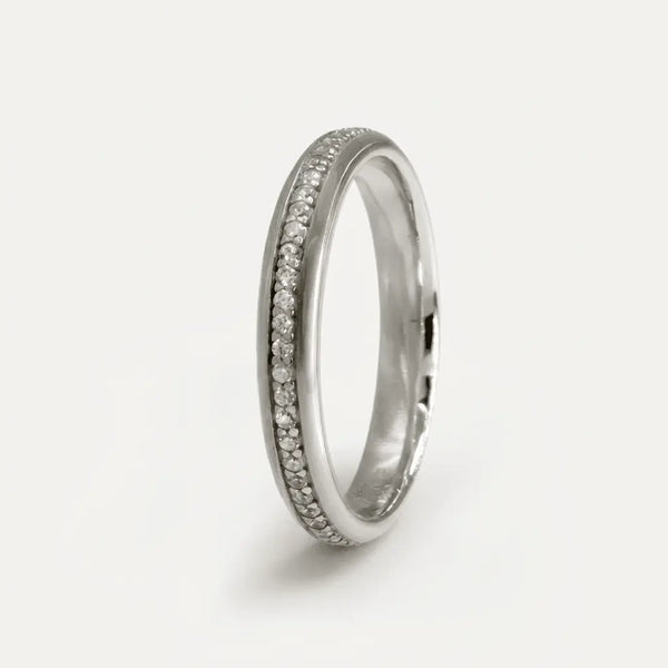 Majestic Diamond Line Collection 14K White Gold Wedding Band — Luna 3mm - Majestic Jewellery