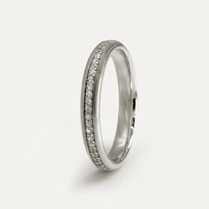 Majestic Diamond Line Collection 14K White Gold Wedding Band — Luna 3mm - Majestic Jewellery