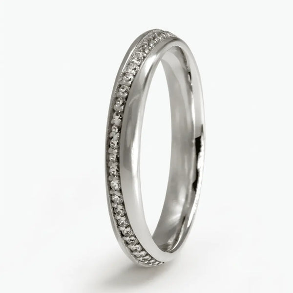 Majestic Diamond Line Collection 14K White Gold Wedding Band — Selene 3mm - Majestic Jewellery