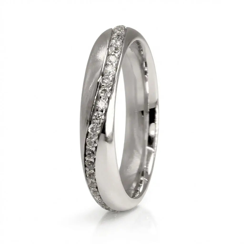 Majestic Diamond Line Collection 14K White Gold Wedding Band — Elara 4mm - Majestic Jewellery