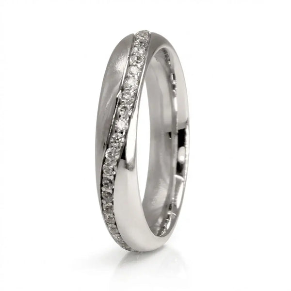 Majestic Diamond Line Collection 14K White Gold Wedding Band — Elara 4mm - Majestic Jewellery