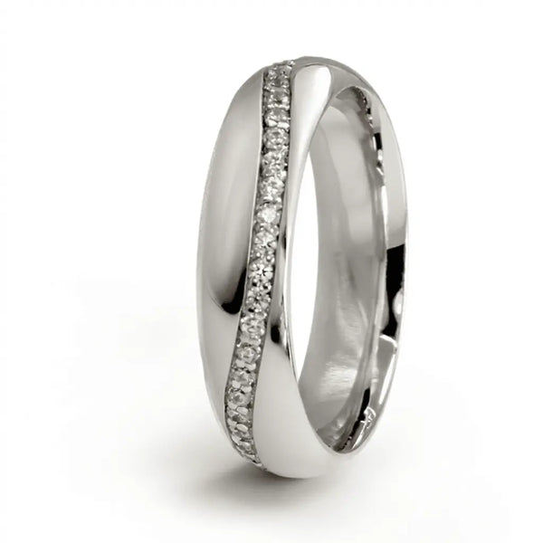 Majestic Diamond Flow Collection 14K White Gold Wedding Band — Lyra 5mm - Majestic Jewellery