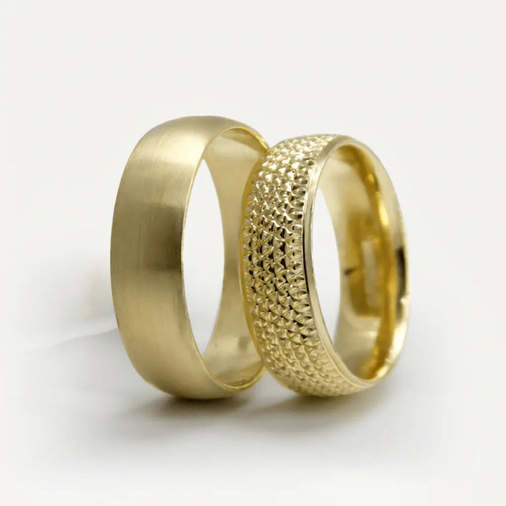 Majestic Artisan Texture Collection 14K Yellow Gold Wedding Band — Atlas 6mm - Majestic Jewellery
