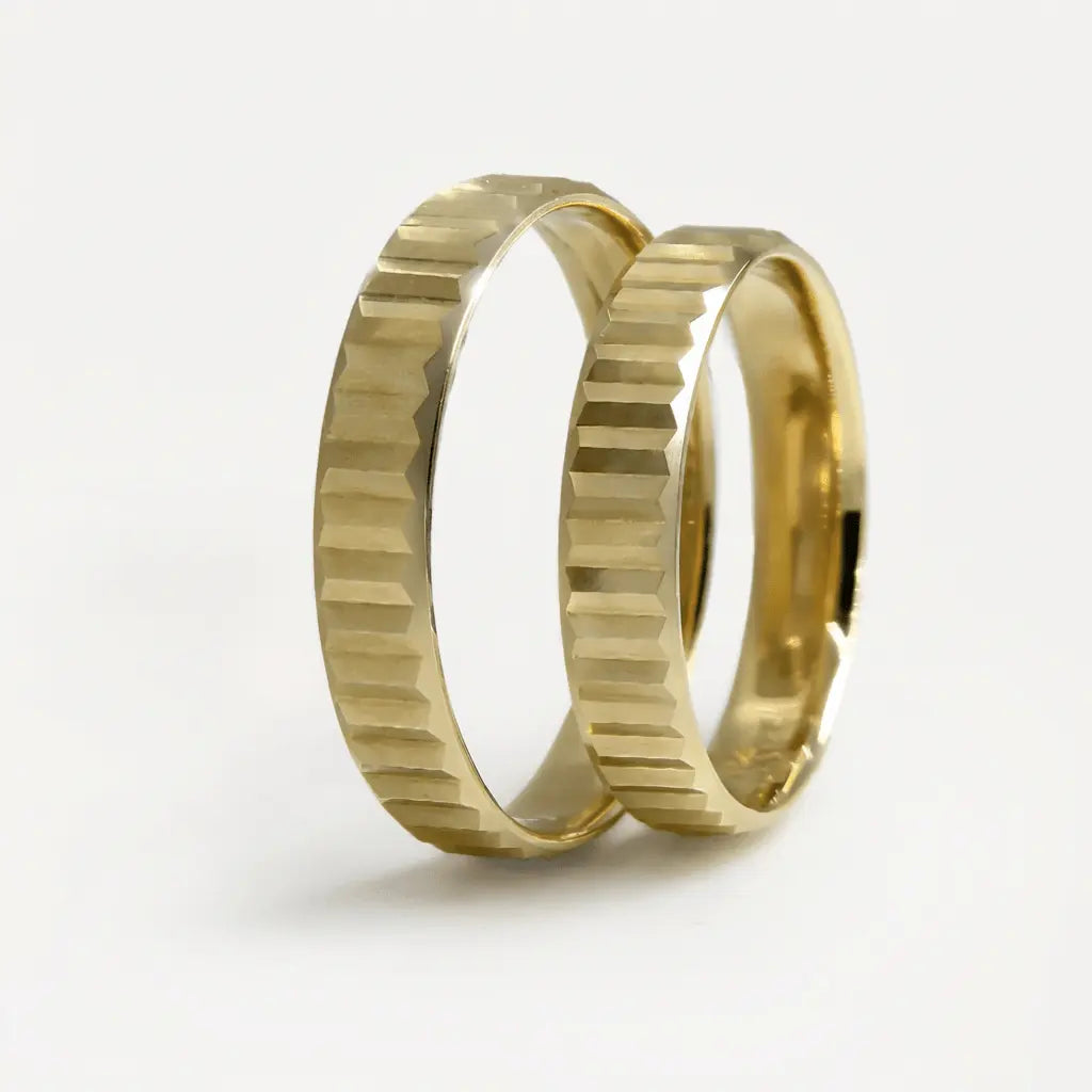 Majestic Architectural Cut Collection 14K Yellow Gold Wedding Band — Vector 4mm - Majestic Jewellery