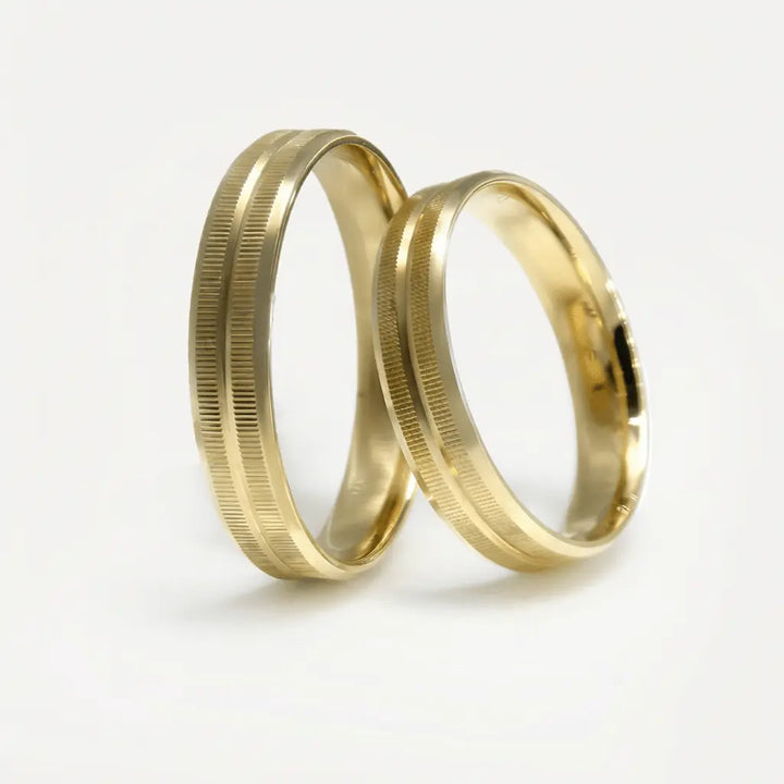 Linear Texture Aurelia Line 4mm gold wedding band by Majestic Jewellery