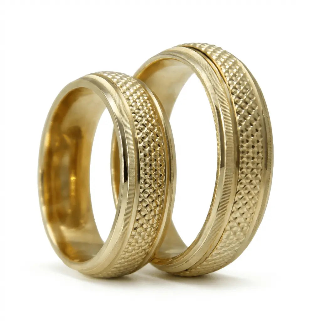 Granular Texture Solis Craft 6mm gold wedding band by Majestic Jewellery