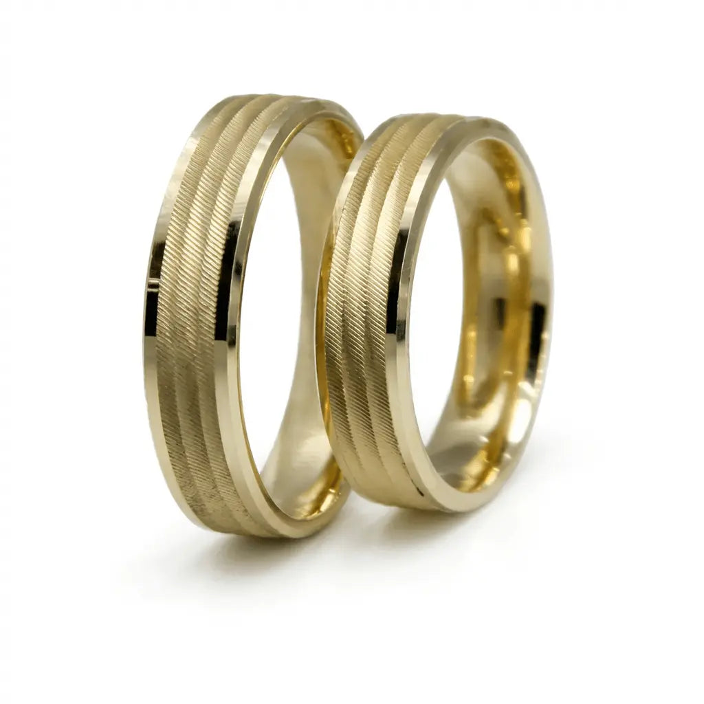 Linear Texture Matte Line 5mm gold wedding band by Majestic Jewellery