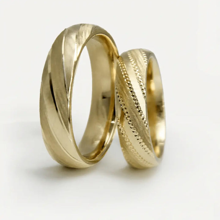 Majestic Decorative Line 14K Gold Wedding Band — 5mm - Majestic Jewellery