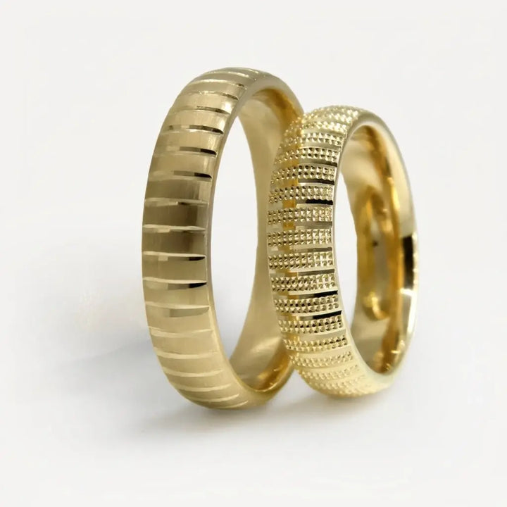 Granular Line 5mm gold wedding band by Majestic Jewellery