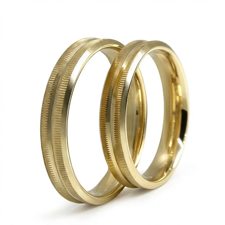 Minimal Line 4mm gold wedding band by Majestic Jewellery