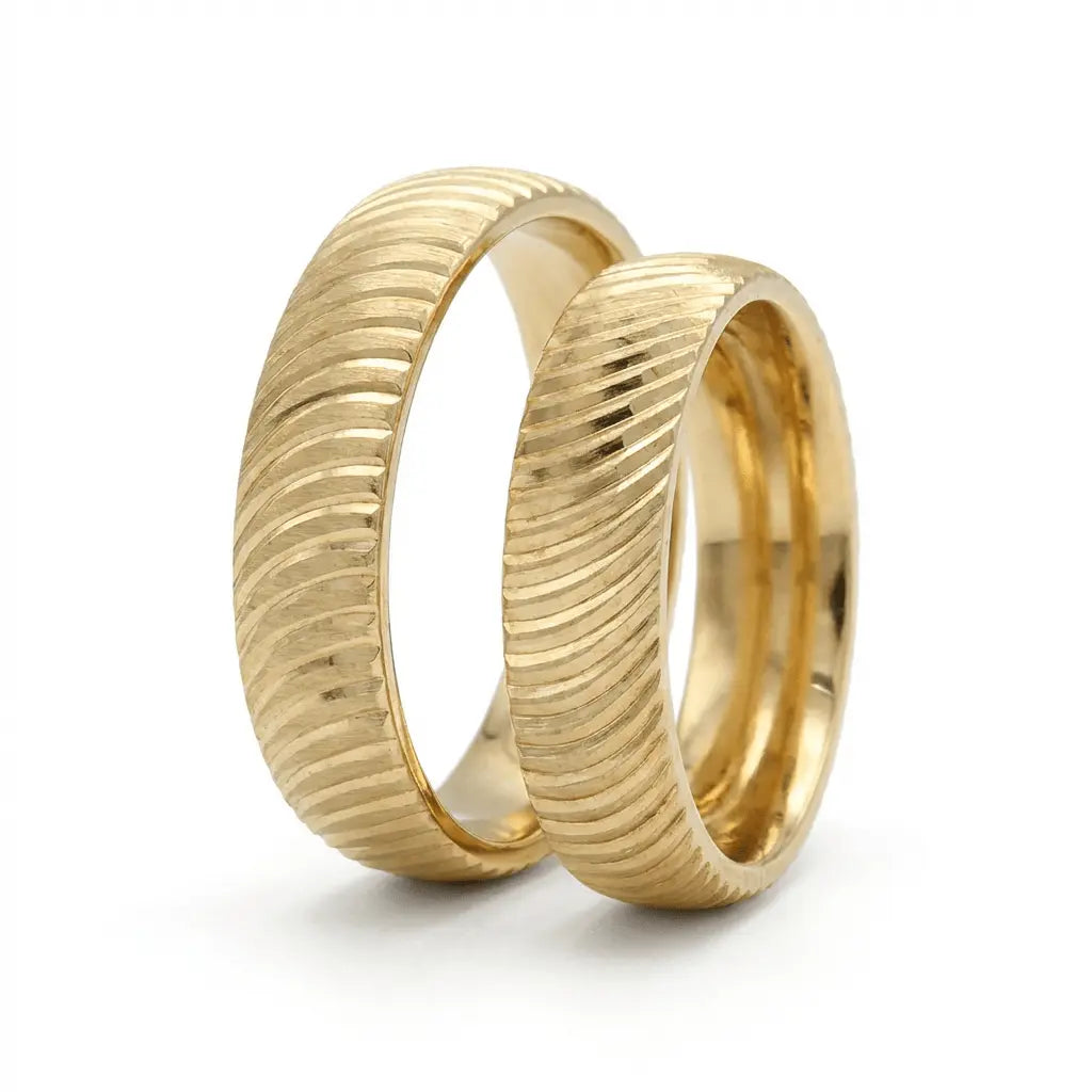 Majestic Spiral Diamond - Cut 14K Gold Wedding Band — 5mm - Majestic Jewellery